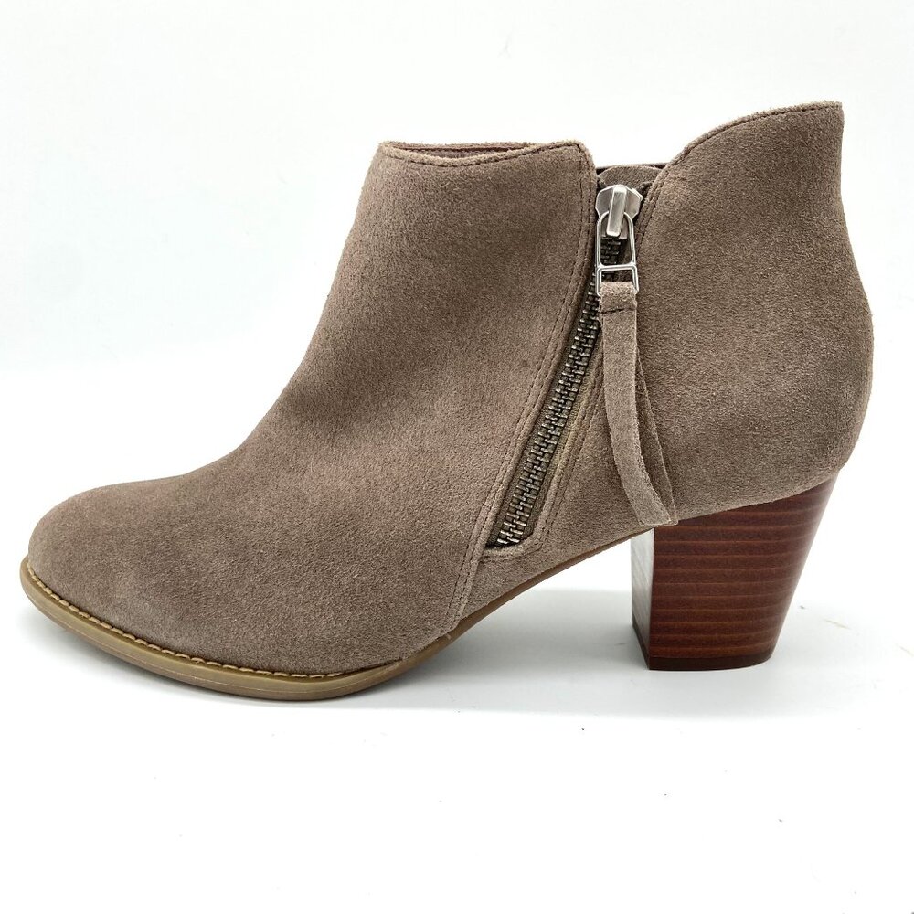 Vionic Sterling Greige Suede Heeled Ankle Booties, US 8.5 EU 40